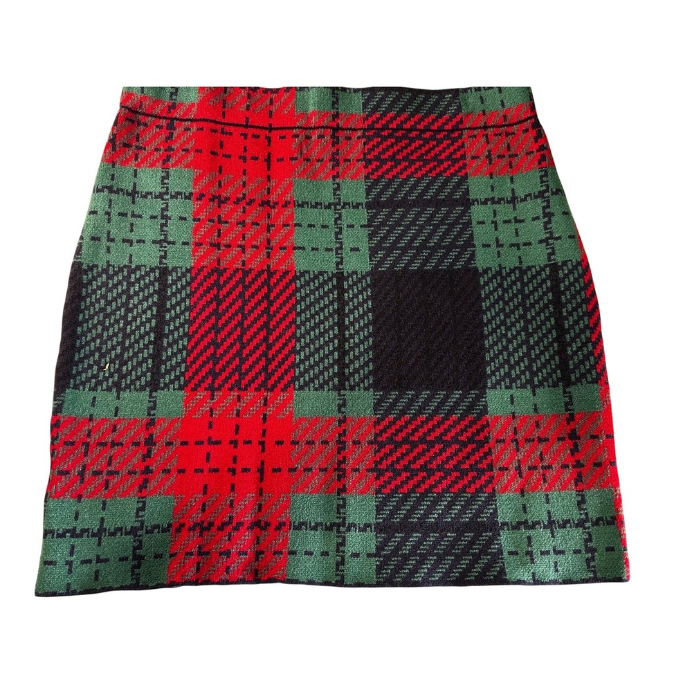 Johnny‎ Wujek Womens Plus Plaid A-Line Mini Skirt Red Green Black Holiday Large